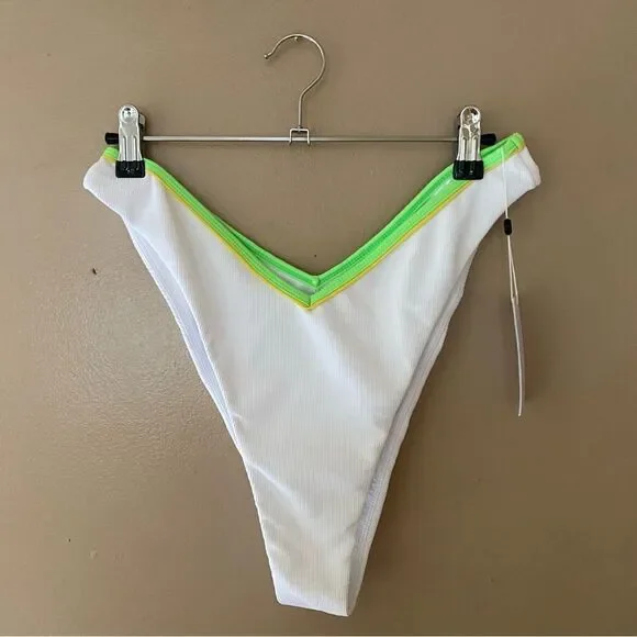 Lovers + Friends Let it Go bikini bottoms white green Revolve swimsuit Sz XL - Picture 2 of 8